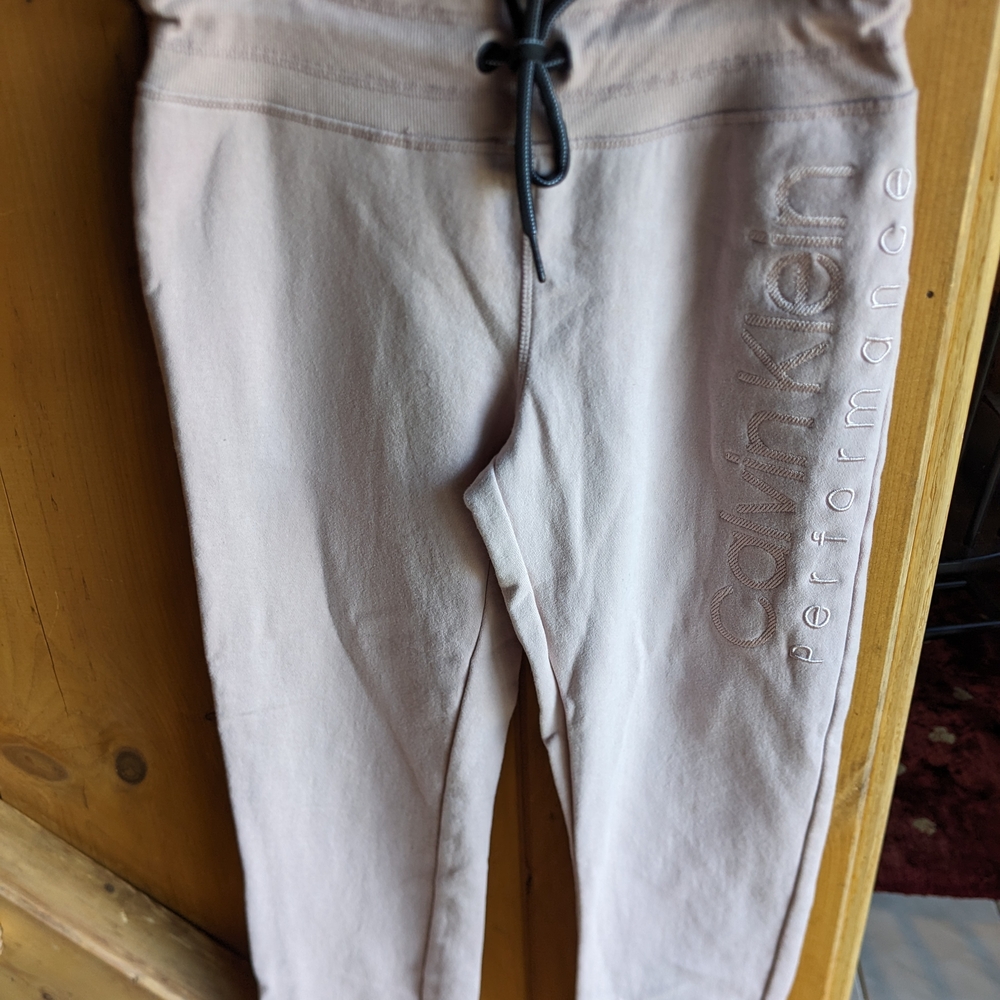 Calvin Klein Performance French Terry Joggers, Pale Pink, Size (S) DRAWSTRING - Picture 1 of 7